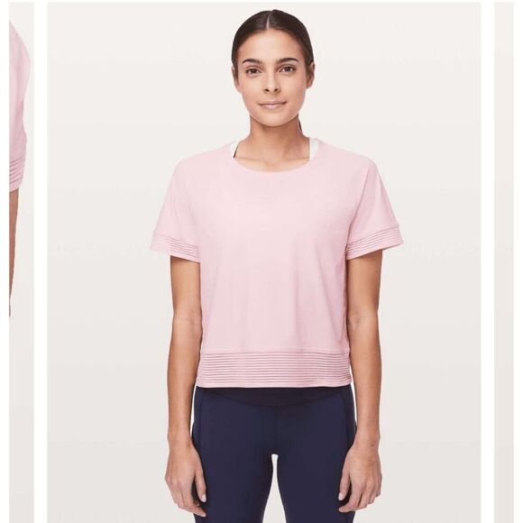 Lululemon Stripe In Stride Short Sleeve Tee - Petals Pink - Picture 2 of 9